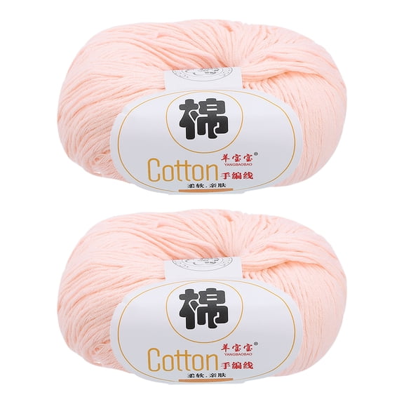 Uxcell 100% Cotton Yarn, 2 Packages of 100g/3.53oz(Per Skein 50g/137yards)/Light Pink