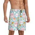 thumbnail image 2 of Fuzoiu Love You Rabbit Print Pajama Shorts for Men, Men's Pajama Bottoms,Mens Lounge Sleepwear,Pajama Pants with Pocket-Small, 2 of 6