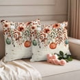 thumbnail image 2 of Orange Teal Fall Pumpkins Outdoor Waterproof Pillow Covers, Weeping Botanical Thanksgiving Decorative Square Throw Pillowcase Sofa Cushion Sham for Patio/Couch/Chair, 24"x24" 2 Pack, 2 of 8