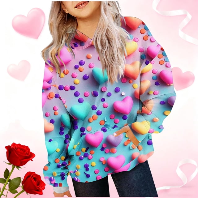 Cowsor Sweat à Capuche pour Enfants / Manches Longues Imprimé Col Rond / Tissu Extensible Doux / Tenue Décontractée Chaude pour École Quotidienne / Garçons Filles 2-14 Ans