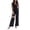 Black, variant on Women's Sleeveless V-Neck Wide Leg Jumpsuit with Belted Waist Elegant Dressy Casual Outfit