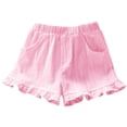 thumbnail image 2 of WAVSUF Girls Ruffled Hem Shorts, Elastic Waist with Pockets Soft Touch Breathable Sports Active Shorts Pink Size 1, 2 of 5
