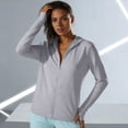 thumbnail image 4 of Women's Sun Protection Jacket Full Zipper Long Sleeve UV Hoodie Shirts Outdoor Athletic Jacket with Pocket Gray XXXXL(XXXXL), 4 of 7