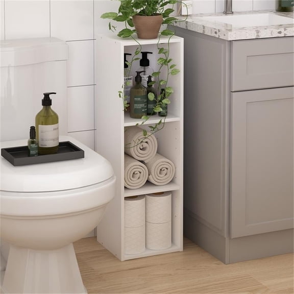 Scranton & Co 3-Tier 10"W Storage Shelf Bookcase with Adjustable Shelf in White