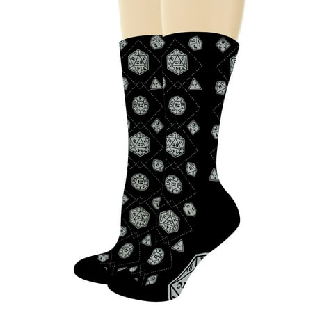 

ThisWear Nerdy Gifts for Gamers Crit D20 Dice Socks Critical Fail Nerd Accessories 1-Pair Novelty Crew Socks