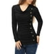 thumbnail image 1 of Top acanalado Allegra K con botones y mangas largas Cuello vuelto para mujer Negro 3XL, 1 of 6