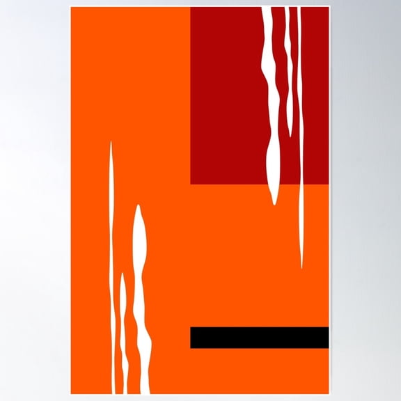 Orange, Red And Black Eighties Style Abstract Poster Wall Art, Modern Wall Decor For Living Room Bedroom, 8x12 UNFRAMED