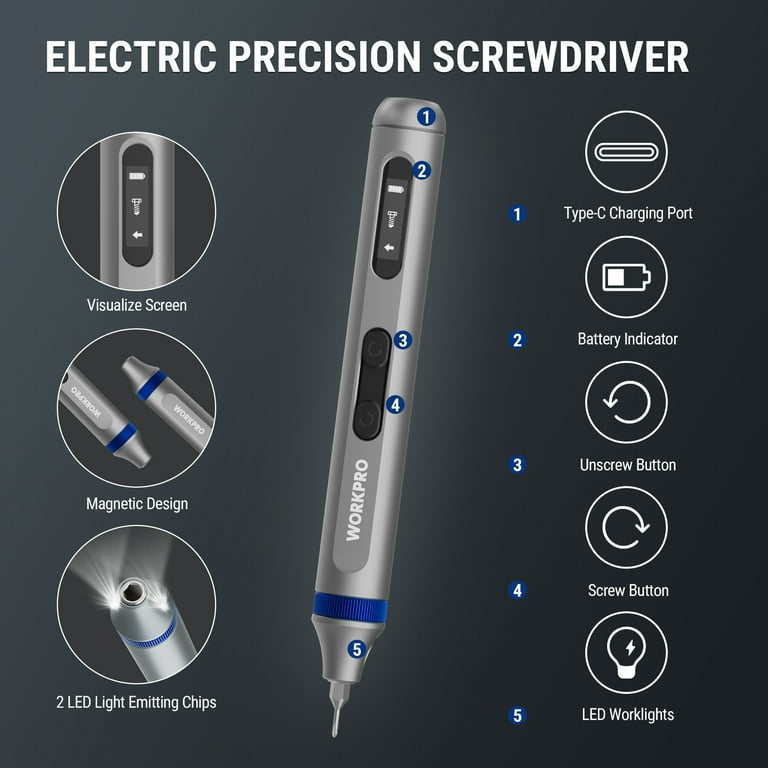 WORKPRO 3.7V Electric Precision Screwdriver Set, 52-in-1 Cordless