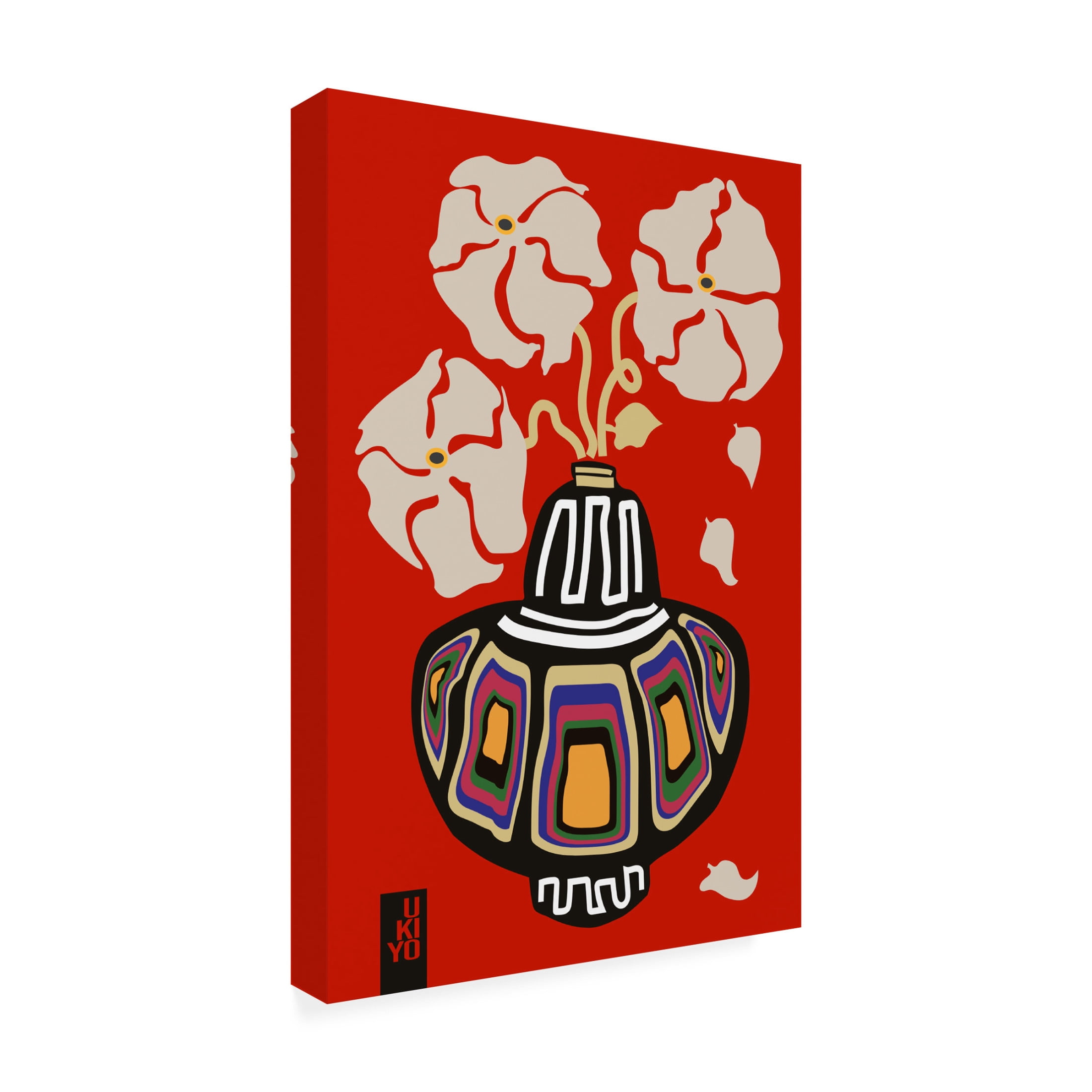Trademark Fine Art Frances Collett Ukiyo Vase Flower Rainbow Red Canvas Wall Art