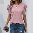 thumbnail image 2 of vigerkar Women's Puff Short Sleeve T Shirts Crew Neck Tunic Dressy Casual Summer Vacation Tops (Pink, L), 2 of 8