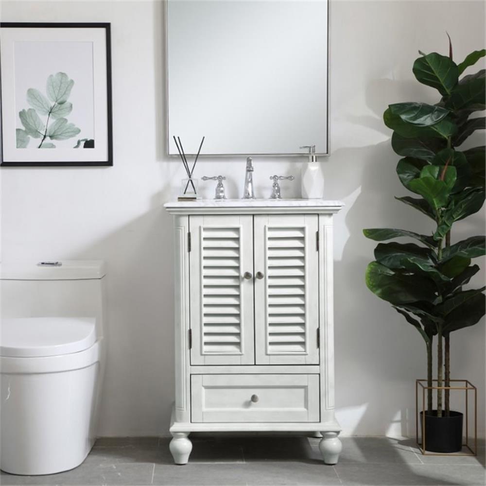 24 inch Single Bathroom Vanity in Antique White