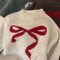 thumbnail image 4 of Posijego Toddler Girls Sweaters Bow Printed Long Sleeve Crew Neck Knit Pullover Sweater for Little Girls Warm Sweaters, 4 of 6