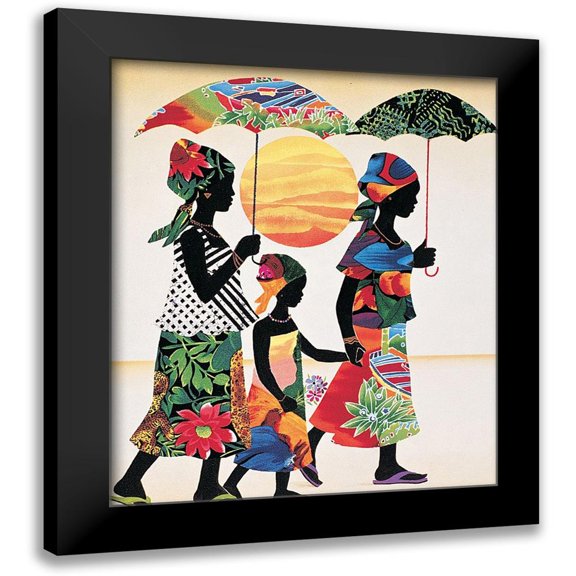 Unknown 12x14 Black Modern Framed Museum Art Print Titled - Umbrella Stroll