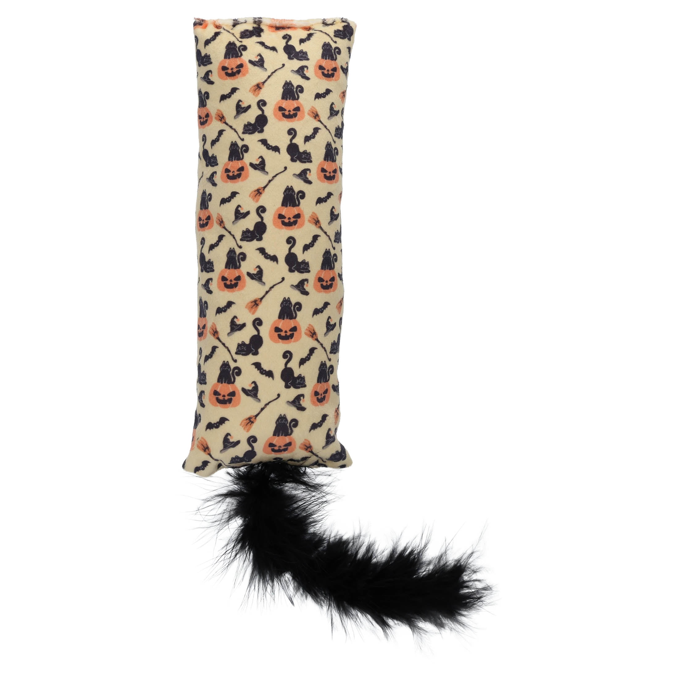 Vibrant Life Halloween Cat Kicker Toy with Feather, Cats and Pumpkins, Orange and Black