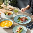 thumbnail image 3 of MALACASA 24 pcs Dinnerware Sets, Plates and Bowls Set for 6, Stoneware Dinner Set, Blue, 3 of 9