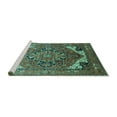thumbnail image 2 of Ahgly Company Machine Washable Indoor Square Oriental Turquoise Blue Industrial Area Rugs, 4' Square, 2 of 4
