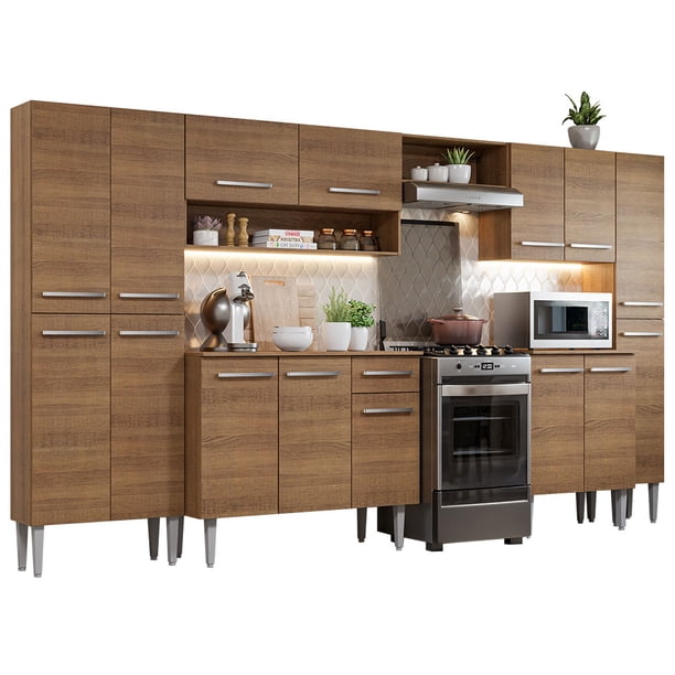 Cocina Integral Completa 325cm Emilly Joy Madesa - Marrón