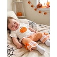 thumbnail image 6 of BemeyourBBs Toddler Baby Girls Halloween Thanksgiving Outfits Infant Baby Girl Summer Fall Clothes Cute Pumpkin Embroidery Bell Short Sleeve T Shirt Tops and Flared Pants Set, 6 of 10