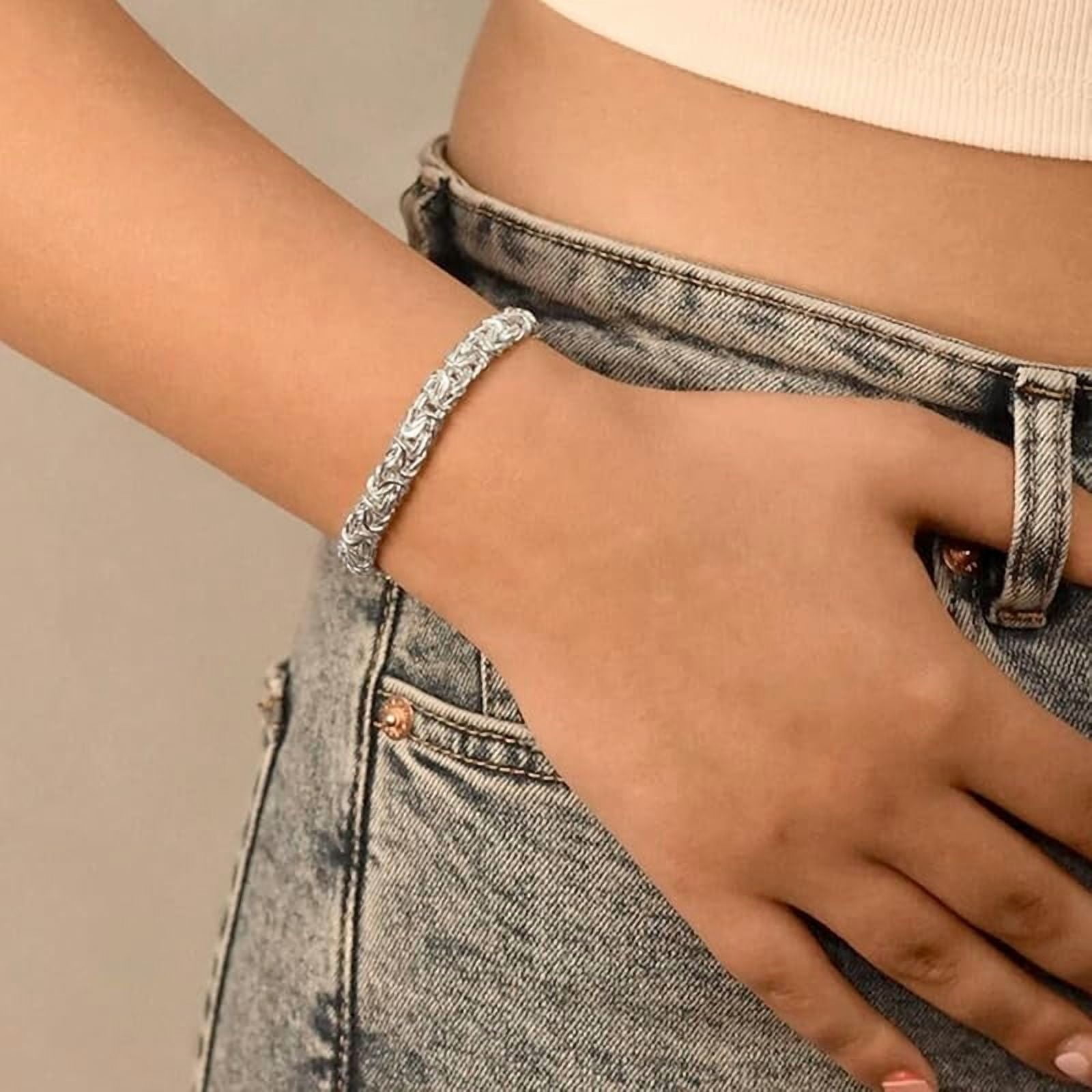 6MM Byzantine Chain Bracelet Solid 925 Sterling Silver Man Link Bracelet Made in Italy with Lobster Clasp for Men Women Size 7/8/9