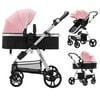 Blahoo Baby Stroller for Toddler .Foldable Aluminum Alloy Pushchair with Adjustable Backrest.Bassinet Stroller Adjustable Direction Pink