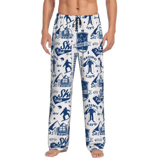 Fotbe Skiing Enthusiast Pantalones de Pijama para Hombre, Pantalones de Dormir, Pantalones de Casa con Cintura Ajustable y Bolsillos-X-Large