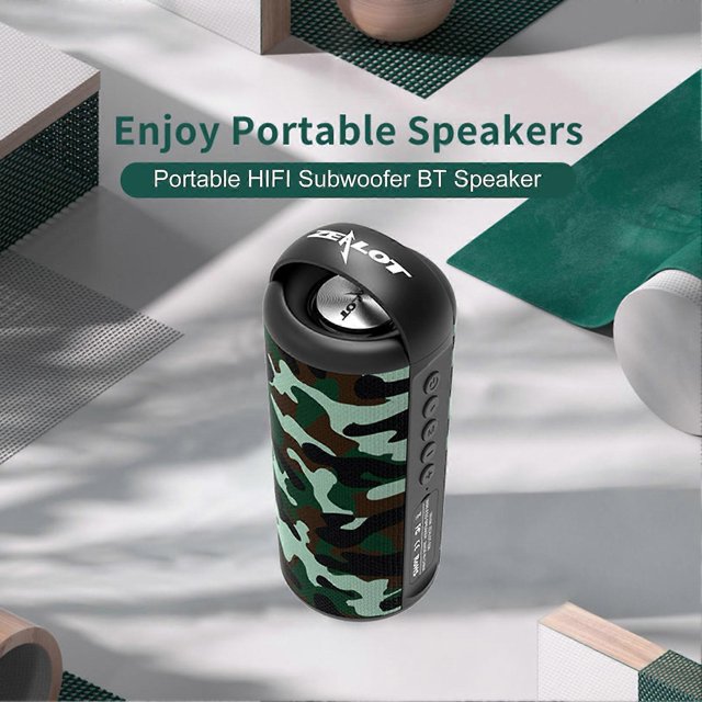 ZEALOT S36 Wireless BT Speaker IPX7 Waterproof 5Wx2 1800mAh for 1 Month HIFI APP Outdoor Portable Speakers with BT 5.0 Subwoofer