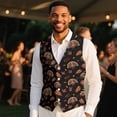 thumbnail image 4 of Yuyamidu Thanksgiving Turkey Men's Suit Vest for Wedding Prom Business Formal Dress Waistcoat Vest with 3 Pockets Fall Maple Leaves V-Neck Vests Size XL, 4 of 7