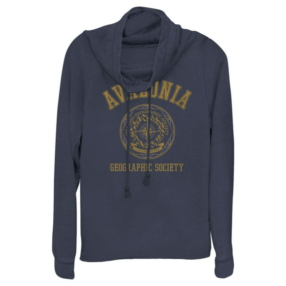 Junior's Strange World Avalonia Geographic Society Cowl Neck Sweatshirt Navy Blue 4X Large