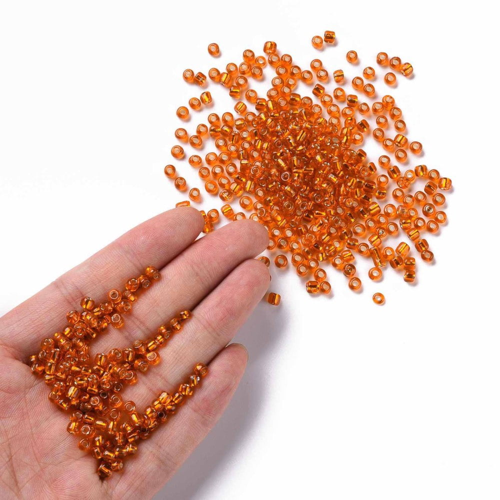 6/0 Glass Seed Beads Silver Lined Round Hole Round Orange Red 4mm Hole: 1.5mm about 6639 pcs/pound