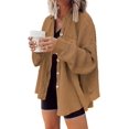 thumbnail image 4 of Womens Waffle Knit Shacket Boyfriend Shirt Jacket Button Down Blouse Loose Fit Long Sleeve Tops, 4 of 5