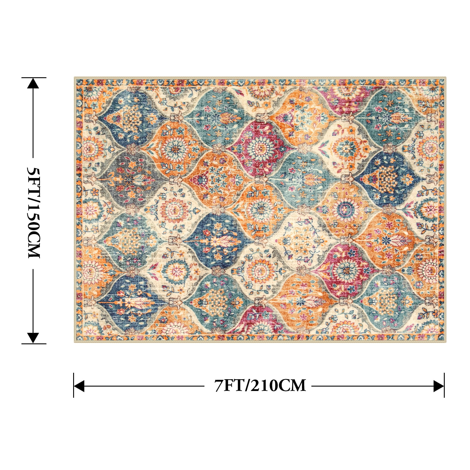 Moynesa 5'x7' Area Rug for Living Room Indoor Non-Slip Moroccan Trellis Washable Mat Large Oriental Accent Throw Rug for Kitchen Entryway Bathroom Bedroom Office Carpet,Cream