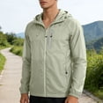 thumbnail image 2 of Men's Summer Jackets Sun Protection Trendy Comfortable Long Sleeve Solid Color Full-Zipper Elastic Cuffs Hoodies Light Shirts With Pockets Green XS, 2 of 9