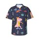 thumbnail image 1 of Fotbe Cartoon Dinosaur Scooter Sport Blue Camisa Hawaiana para Hombre Unisex – Camisa Casual de Verano con Botones de Manga Corta de Algodón y Lino,Medium, 1 of 7