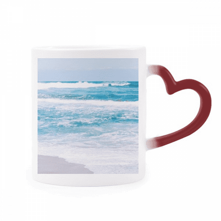 

Ocean Water Beach Science Nature Picture Heat Sensitive Mug Red Color Changing Stoneware Cup