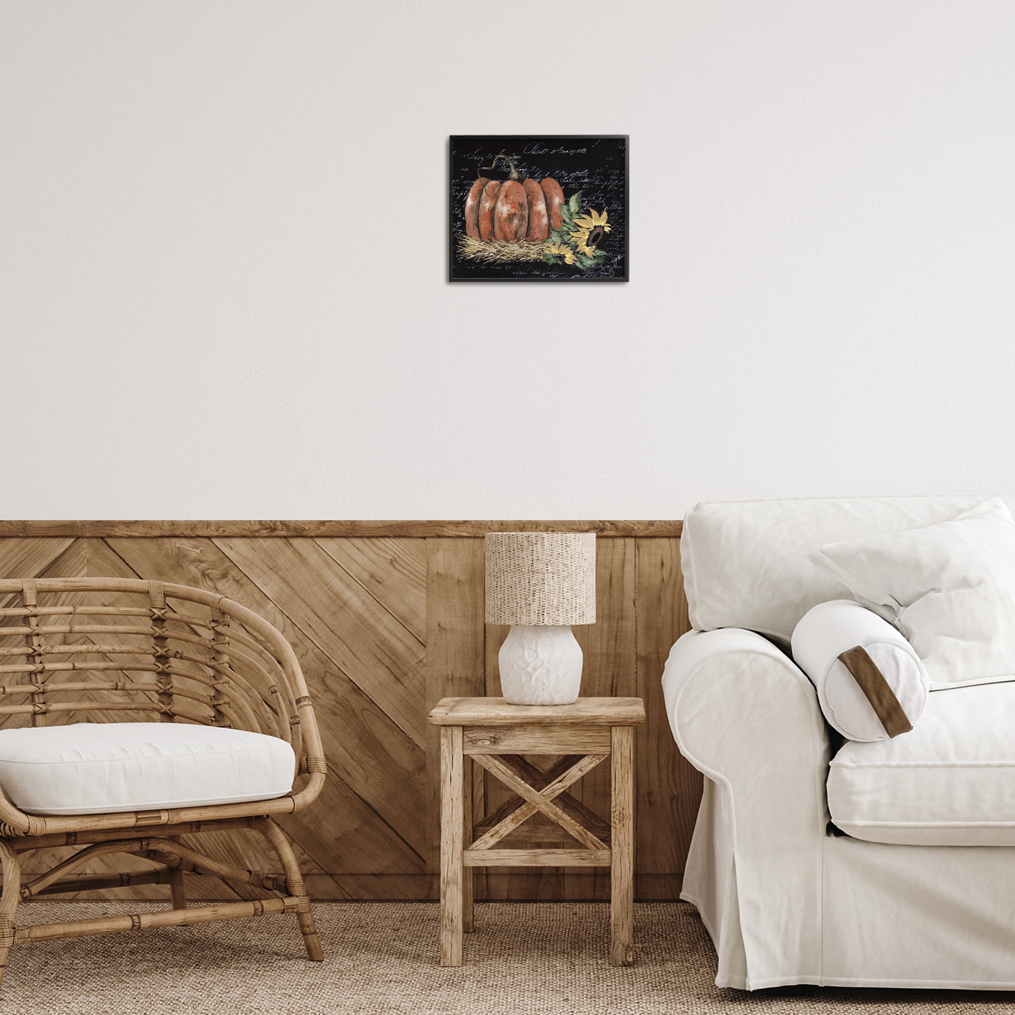 Stupell Industries Autumn Country Pumpkin Botanical & Floral Painting Black Framed Art Print Wall Art, 14 x 11