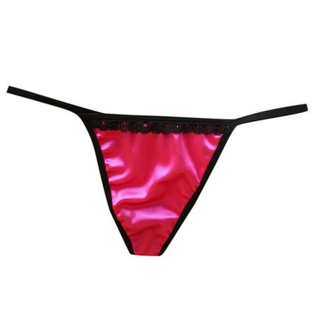 Yuhangmm Satin Thong Sexy And Traceless Tempting And Breathable Pure Crotch Low Waisted Pants Role Playing Lingerie for Women Large