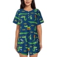 thumbnail image 1 of Fotbe Little Pirate Crocodile Conjunto de Pijama Estampado para Mujer, 2 Piezas, Ropa de Dormir con Camiseta de Manga Corta y Shorts Suaves-Large, 1 of 6
