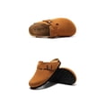 thumbnail image 3 of Unisex Boston Soft Footbed Clog Cow Suede Leather Clogs, Cork Clogs Shoes for Women Men Tan, 3 of 4