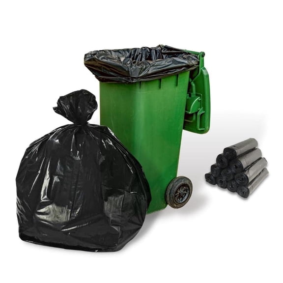 PSBM Black Can Liners 33 Gallon 1.25 Mil Heavy Duty Trash Bags 100 Count 33x39 for Kitchens and High Capacity Waste Use