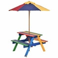 Costway 4 Seat Kids Picnic Table w/Umbrella Garden Yard Folding