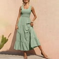 thumbnail image 2 of Tiqkatyck Summer Dress, Women's 2024 Casual Loose Plain Maxi Sundress Smocked Tank Dress Sleeveless Summer Beach Tiered Maxi Dresses , sundresses for Women Green, 2 of 6