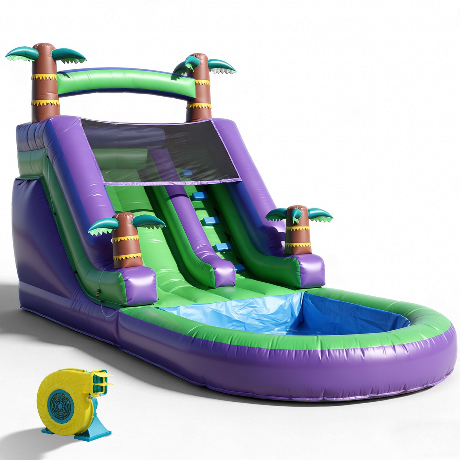 Relunch Inflatable Water Park Bounce House with Blower, Slide & Splash Pool for Kids Adults Outdoor