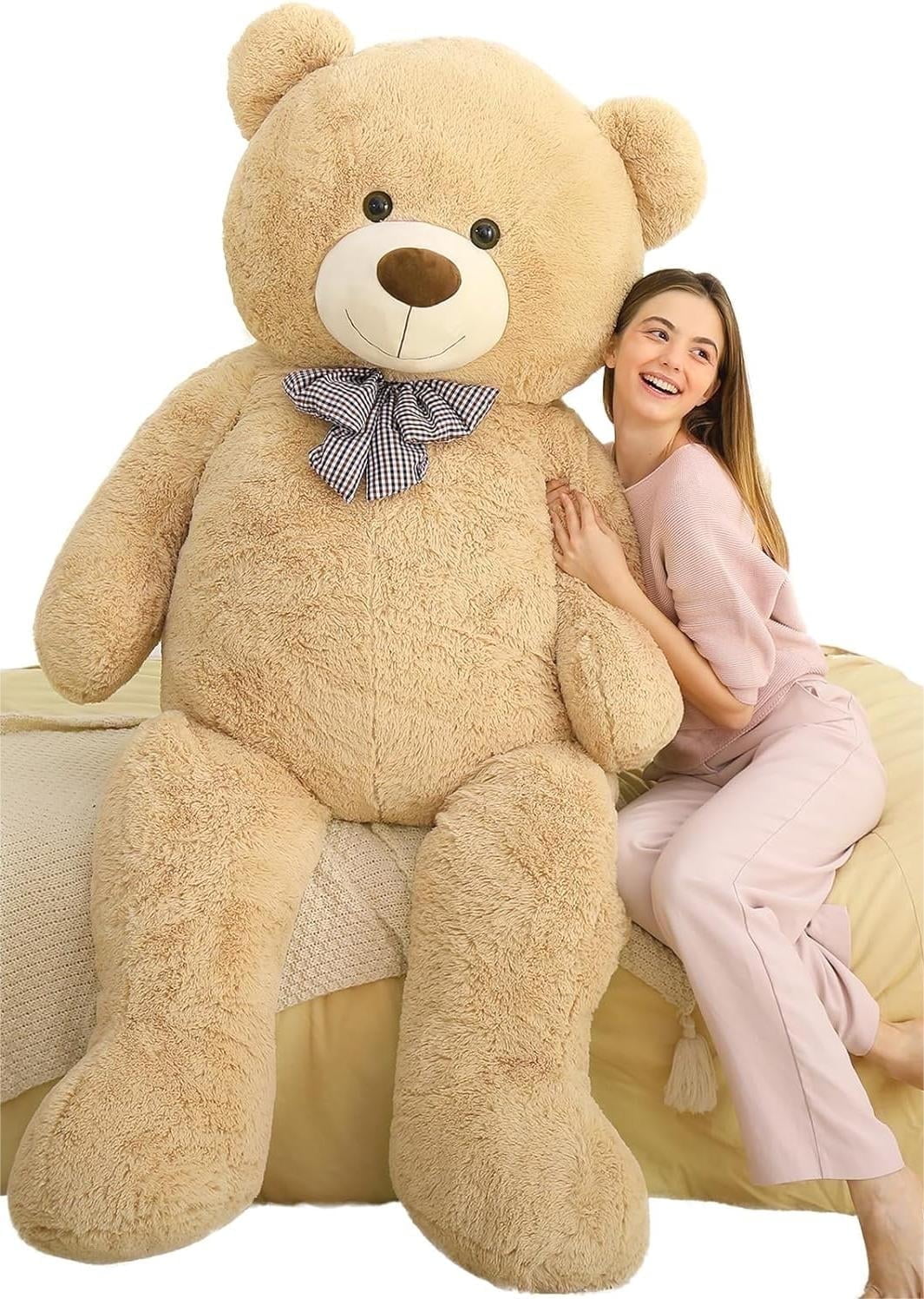 MorisMos Giant Brown Teddy Bear Stuffed Animal 6 Feet Soft Cuddly Smiling Face Big Teddy Bear Plush