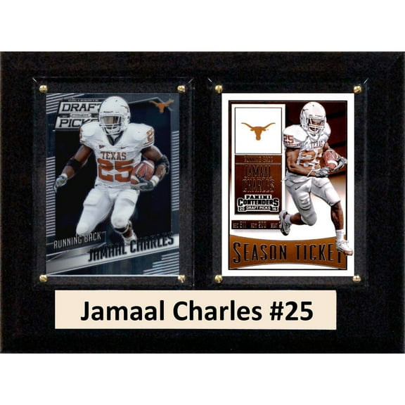 C & I Collectables 68CHARLESCO 6 x 8 in. Jamaal Charles NCAA Texas Longhorns Two Card Plaque
