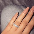 thumbnail image 4 of GFDYREE Vintage 925 Sterling Silver Full Diamond Three Rows Round Cut Cubic Zirconia Rings Iced Out Lab Diamond Engagement Wedding Band Eternity Stackable Promise Ring for Men Women (Size-9), 4 of 6
