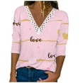 thumbnail image 2 of Azrian Plus Size Shirt Clearance in Summer Casual Women's V Neck Summer Sexy Gradient Valentine's Day Print Regular Women's Long Sleeve Top, 2 of 5