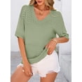 thumbnail image 3 of Suéter PRETTYGARDEN 2025 Cuello en V Tejido Acanalado Verde Medio XL, 3 of 8