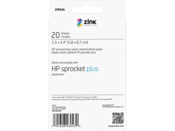 hp sprocket select paper size
