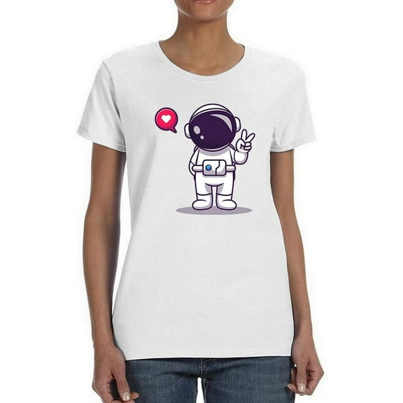 Astronaut Peace Sign T-Shirt Shaped T-Shirt Women -Image by Shutterstock, Female 3X-Large