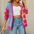 thumbnail image 5 of Sakmal Cardigan Sweaters Women Open Front Loose Fashion Cardigan Pink Floral Long Sleeve Sweater, 5 of 9